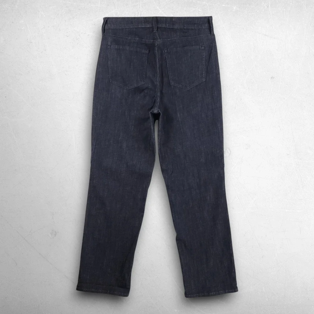NYDJ Relaxed Straight Lift Tuck Jeans Women 6 Dark Blue Coastal Quiet Luxury